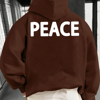 Men’s Casual PEACE Graphic Pullover Hoodie