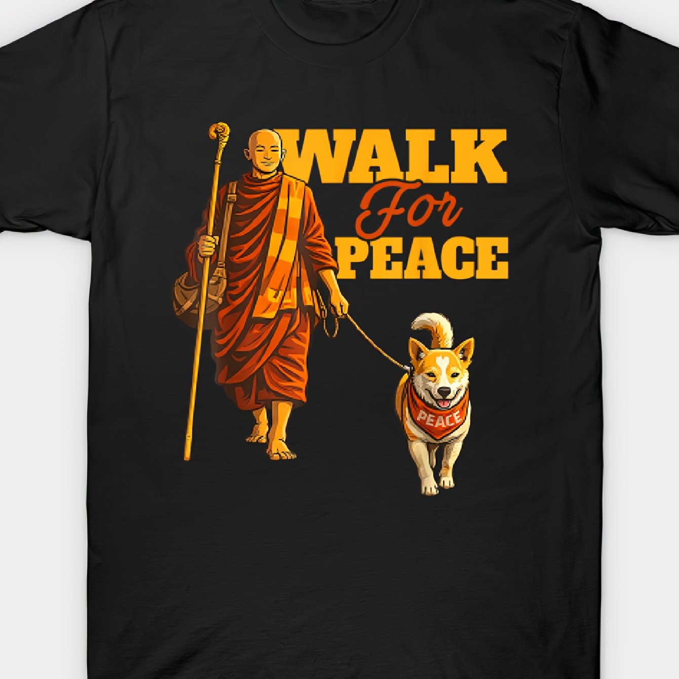 Monks & Aloka Dog Graphic Unisex Casual Tee