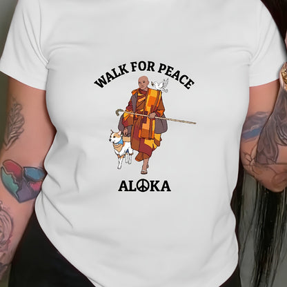 Women’s Peaceful Monks & Aloka Dogs Graphic T-Shirt