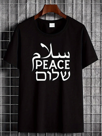 Unisex Black Peace Multilingual Graphic Tee
