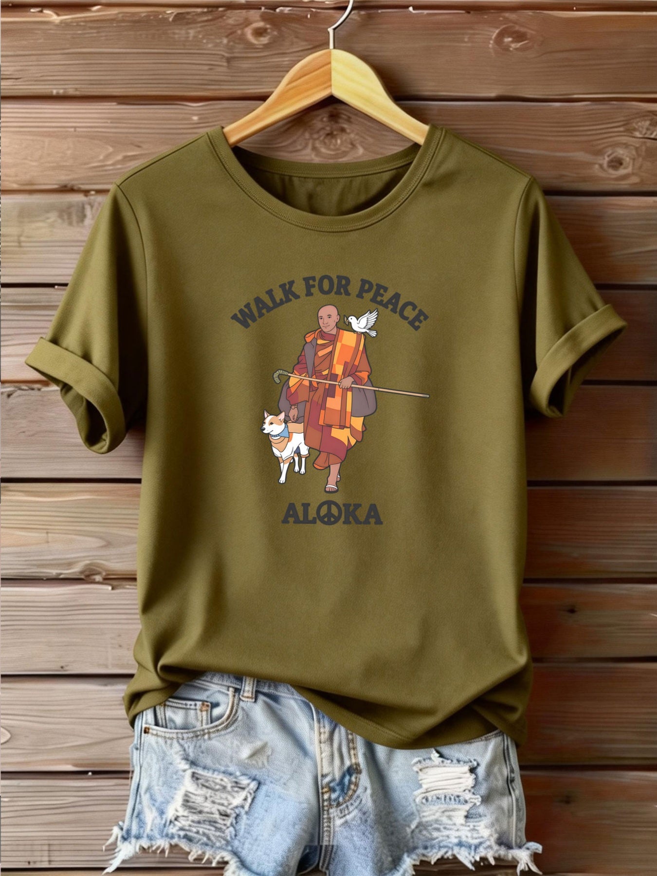 Women’s Plus Size Casual T-Shirt – Monk & Dog Motif