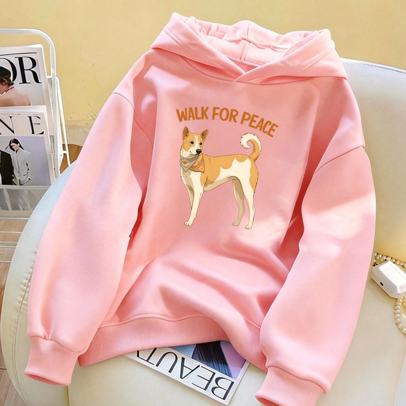 Fashionable Dog Print Women’s Casual Hoodie