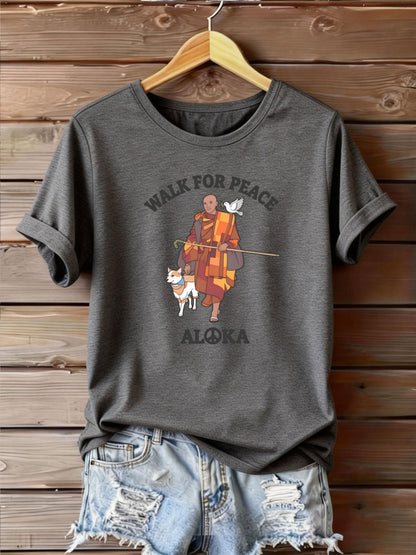 Women’s Plus Size Casual T-Shirt – Monk & Dog Motif
