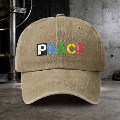 Distressed PEACE Print Unisex Snapback Cap