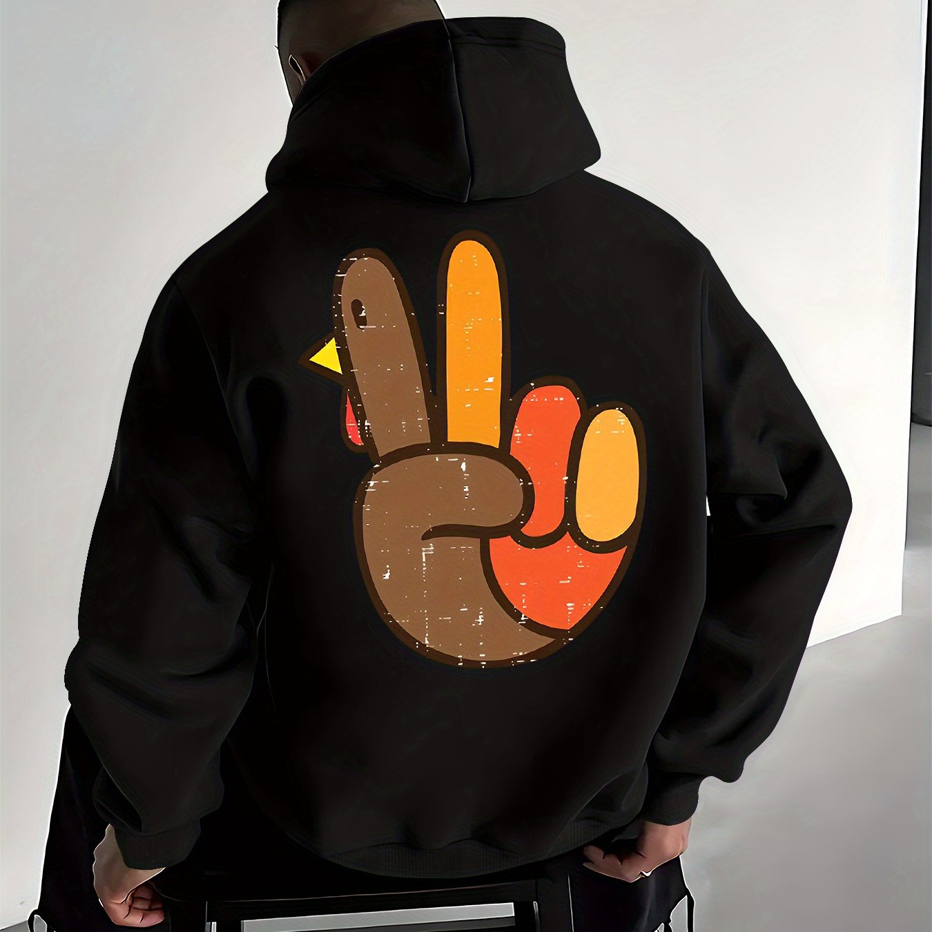 Men’s Kangaroo Pocket Peace Graphic Hoodie