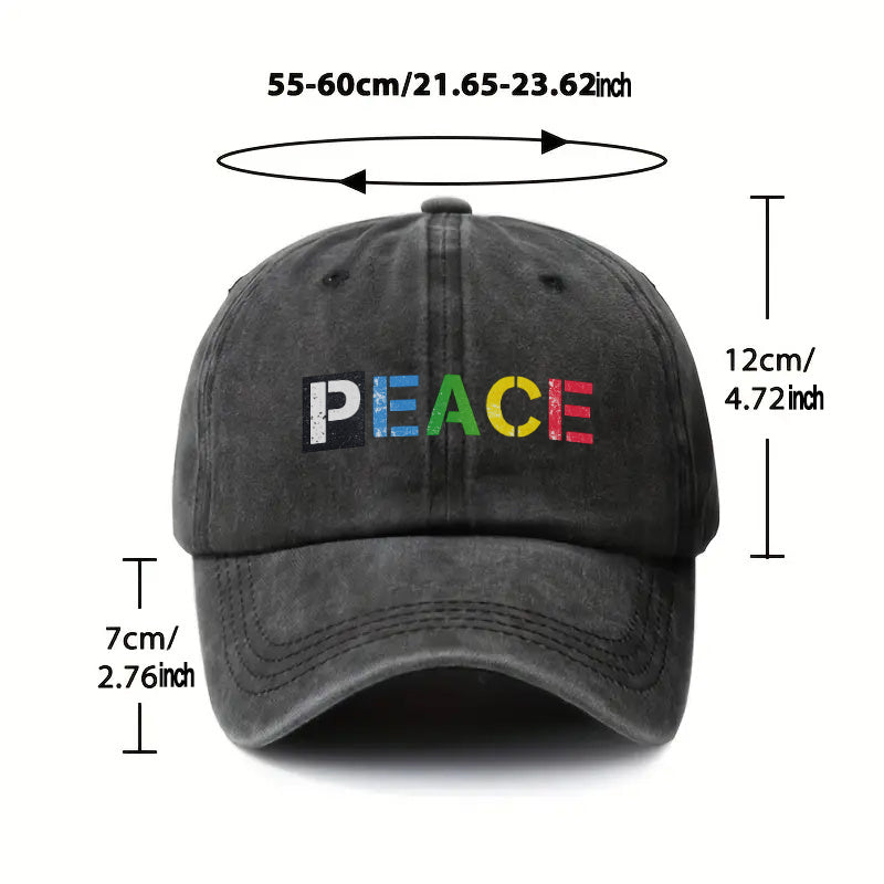 Distressed PEACE Print Unisex Snapback Cap