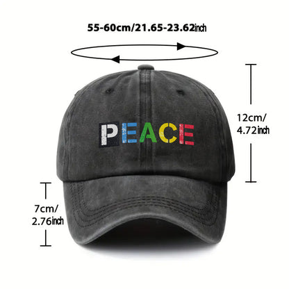 Distressed PEACE Print Unisex Snapback Cap