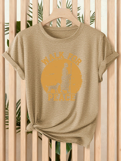 Women’s Vintage “Walk for Peace” Dog Graphic T-Shirt