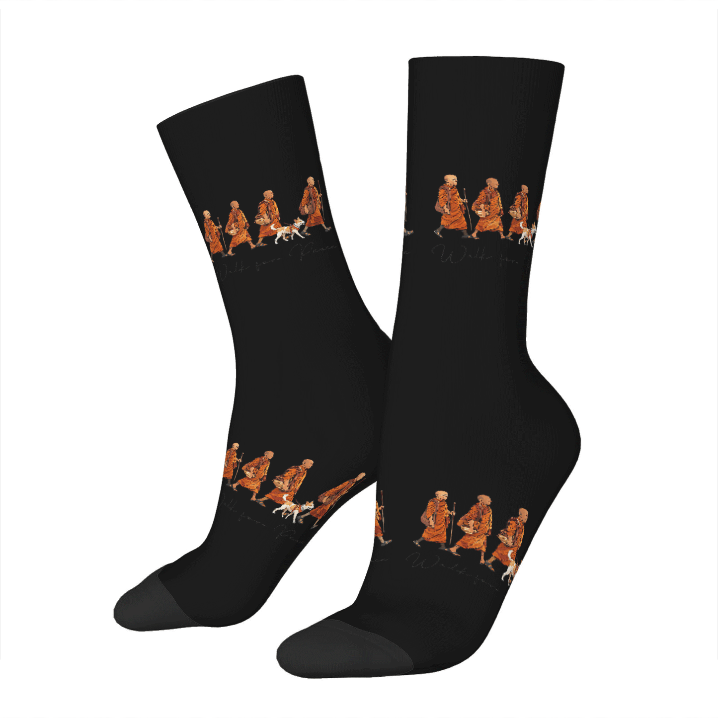 Peace Walking Monks and Aloka  Socks