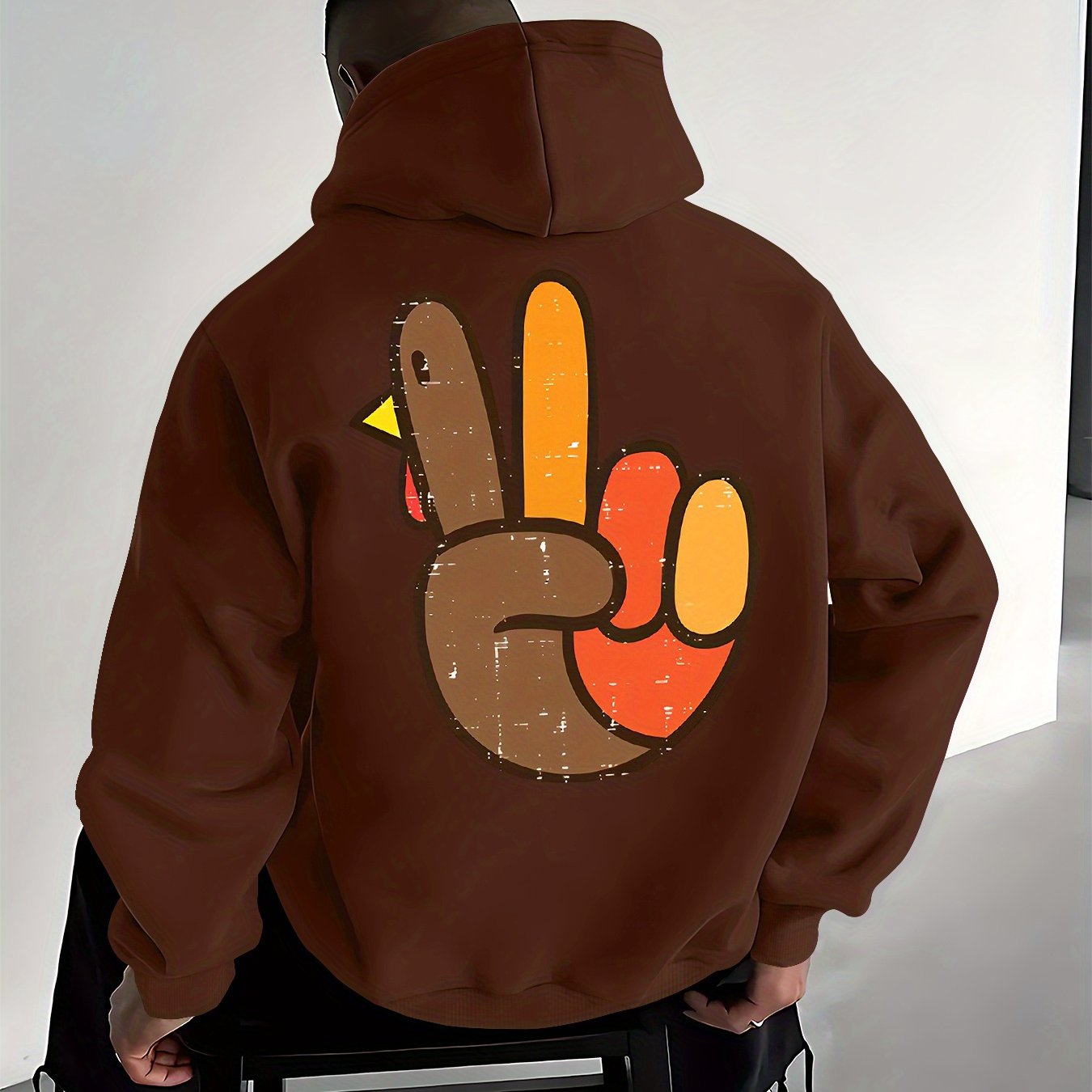 Men’s Kangaroo Pocket Peace Graphic Hoodie