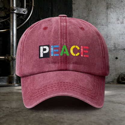 Distressed PEACE Print Unisex Snapback Cap