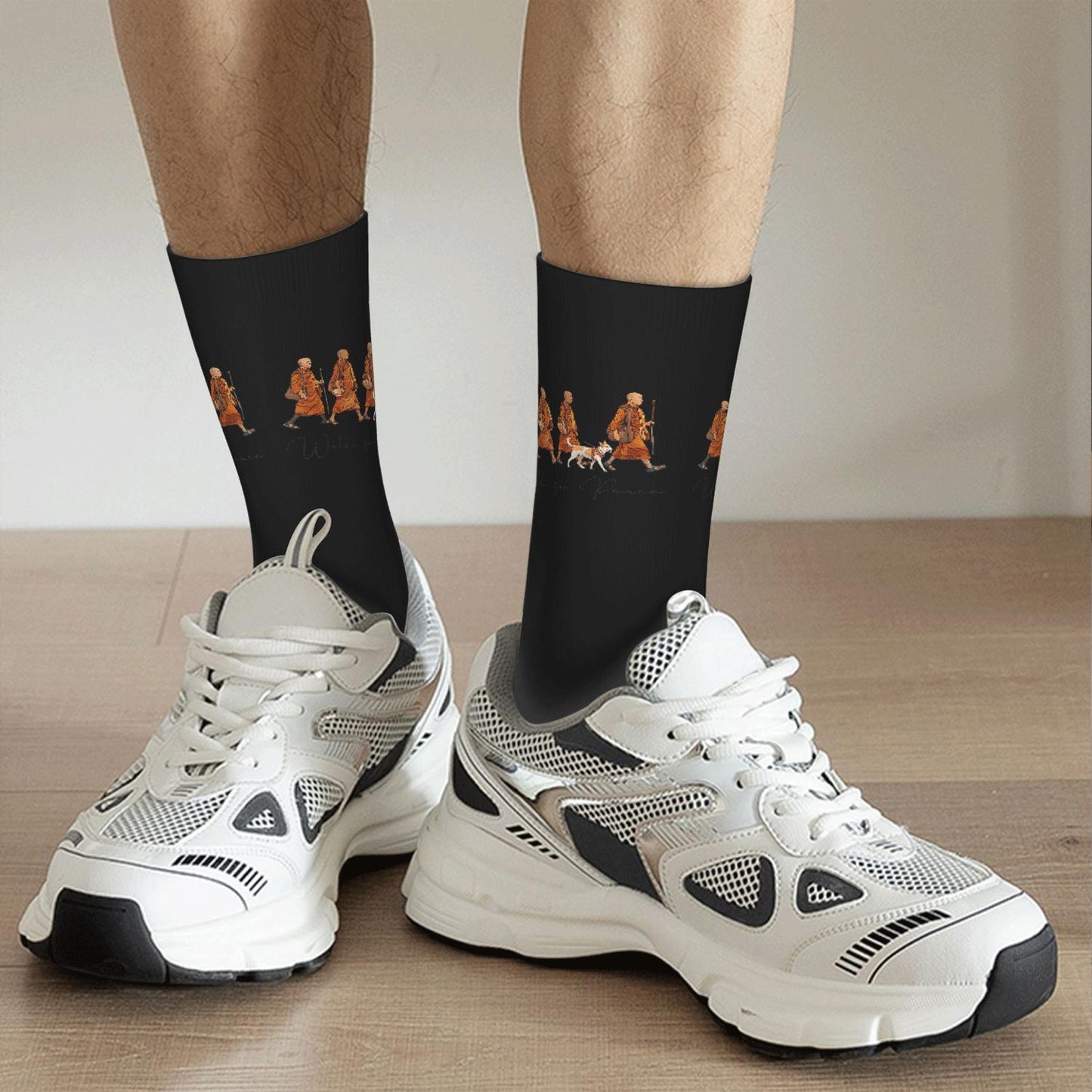 Peace Walking Monks and Aloka  Socks