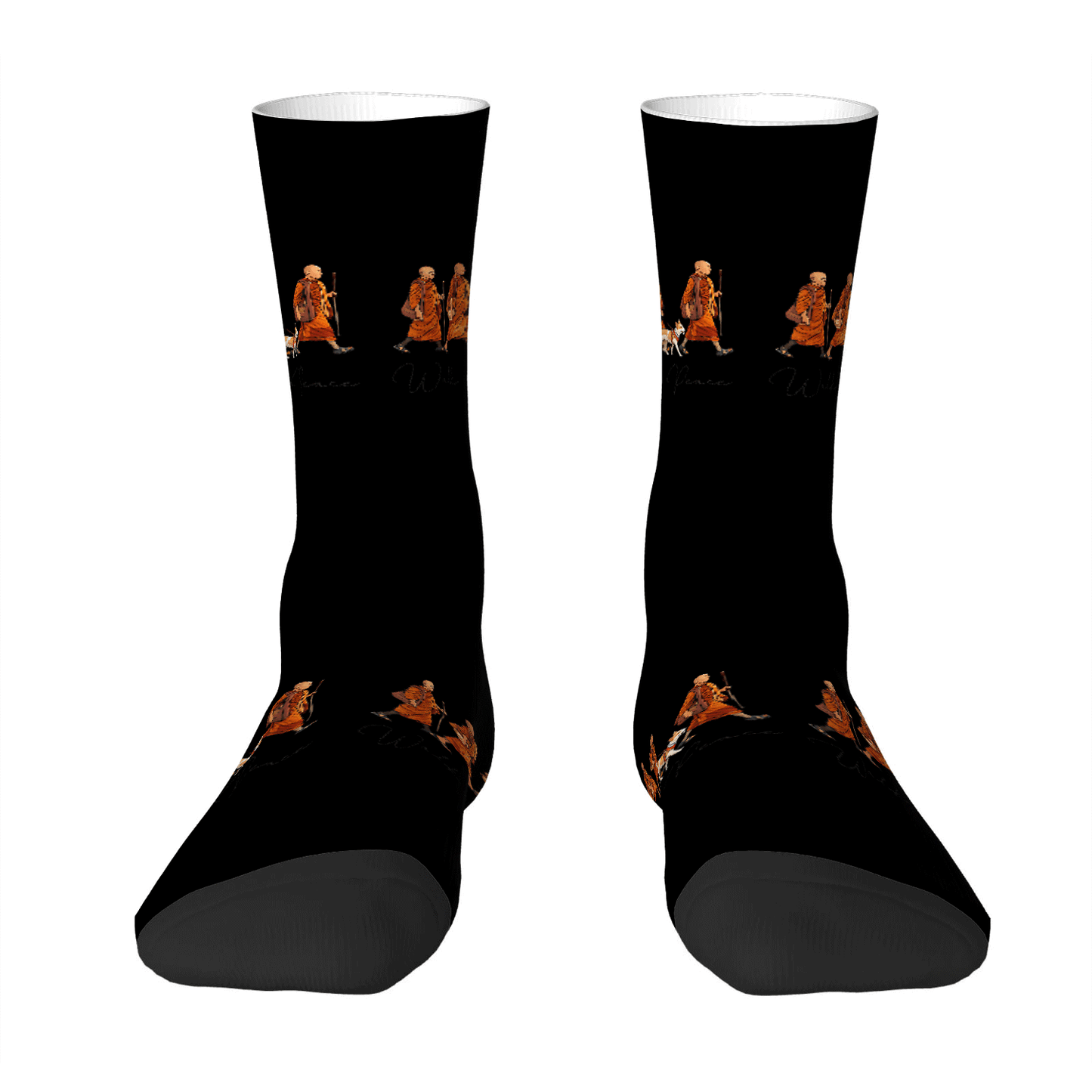 Peace Walking Monks and Aloka  Socks