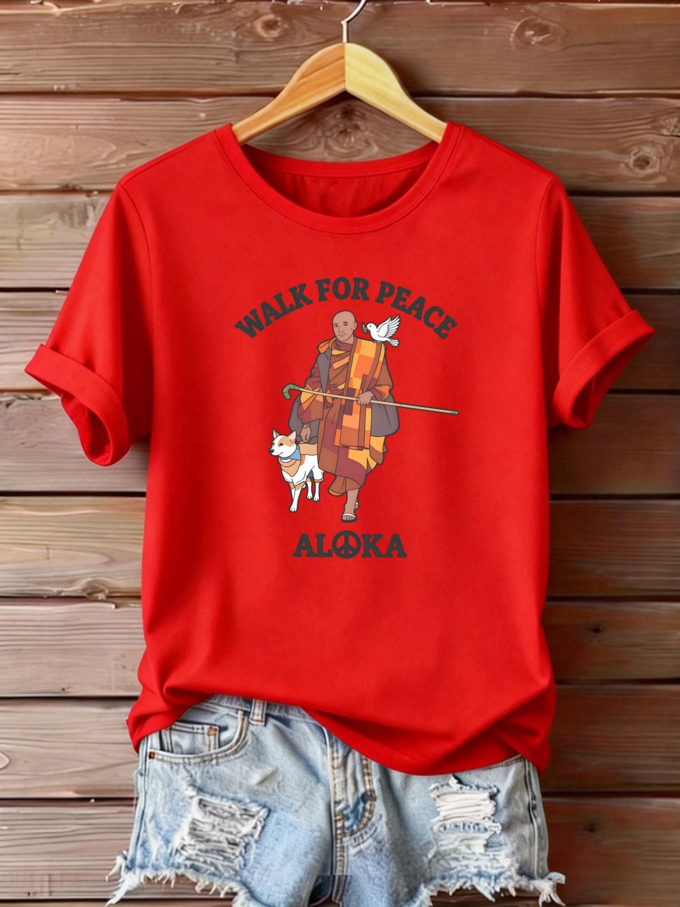 Women’s Plus Size Casual T-Shirt – Monk & Dog Motif