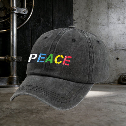 Distressed PEACE Print Unisex Snapback Cap