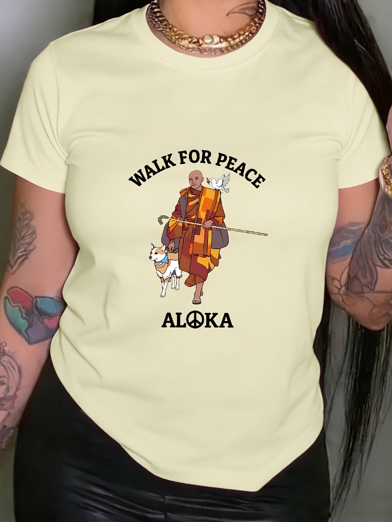 Women’s Peaceful Monks & Aloka Dogs Graphic T-Shirt