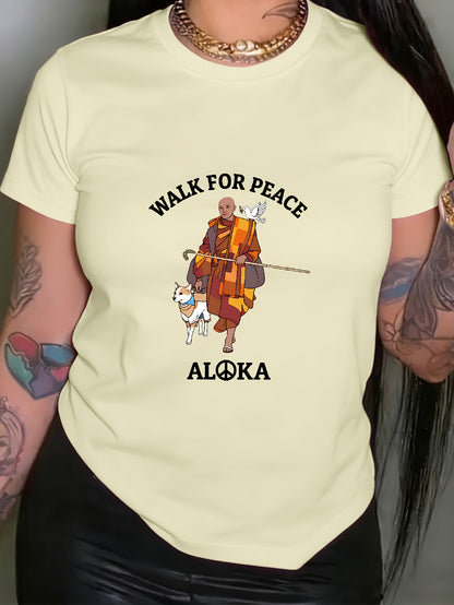 Women’s Peaceful Monks & Aloka Dogs Graphic T-Shirt
