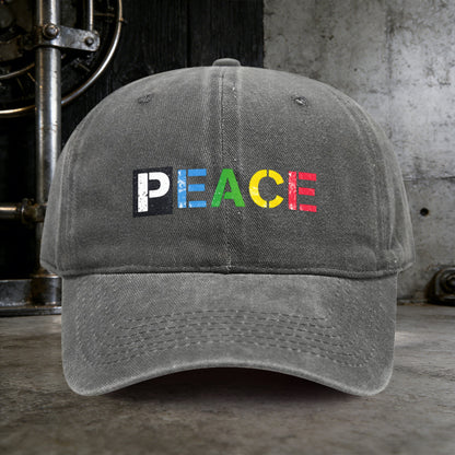 Distressed PEACE Print Unisex Snapback Cap