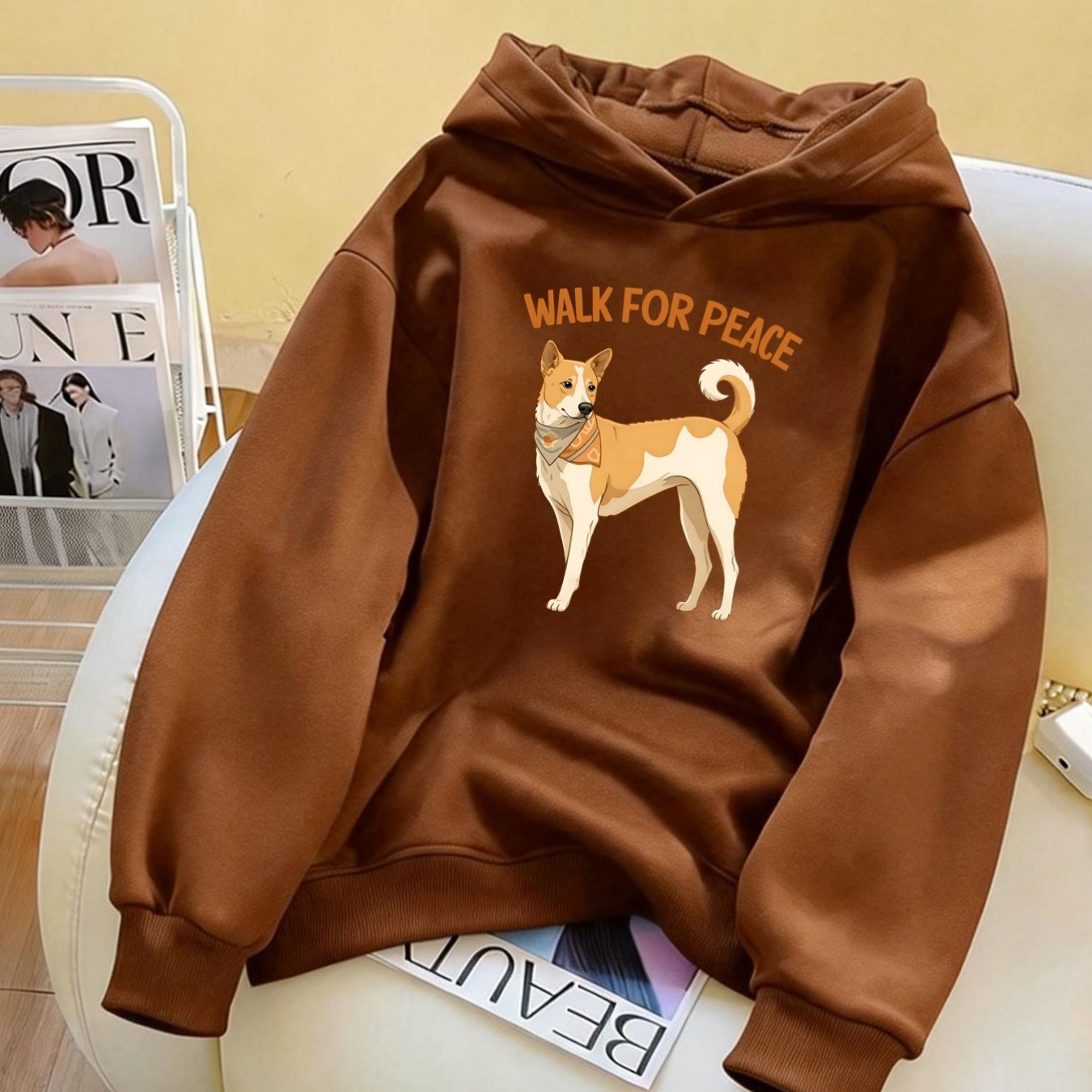 Fashionable Dog Print Women’s Casual Hoodie