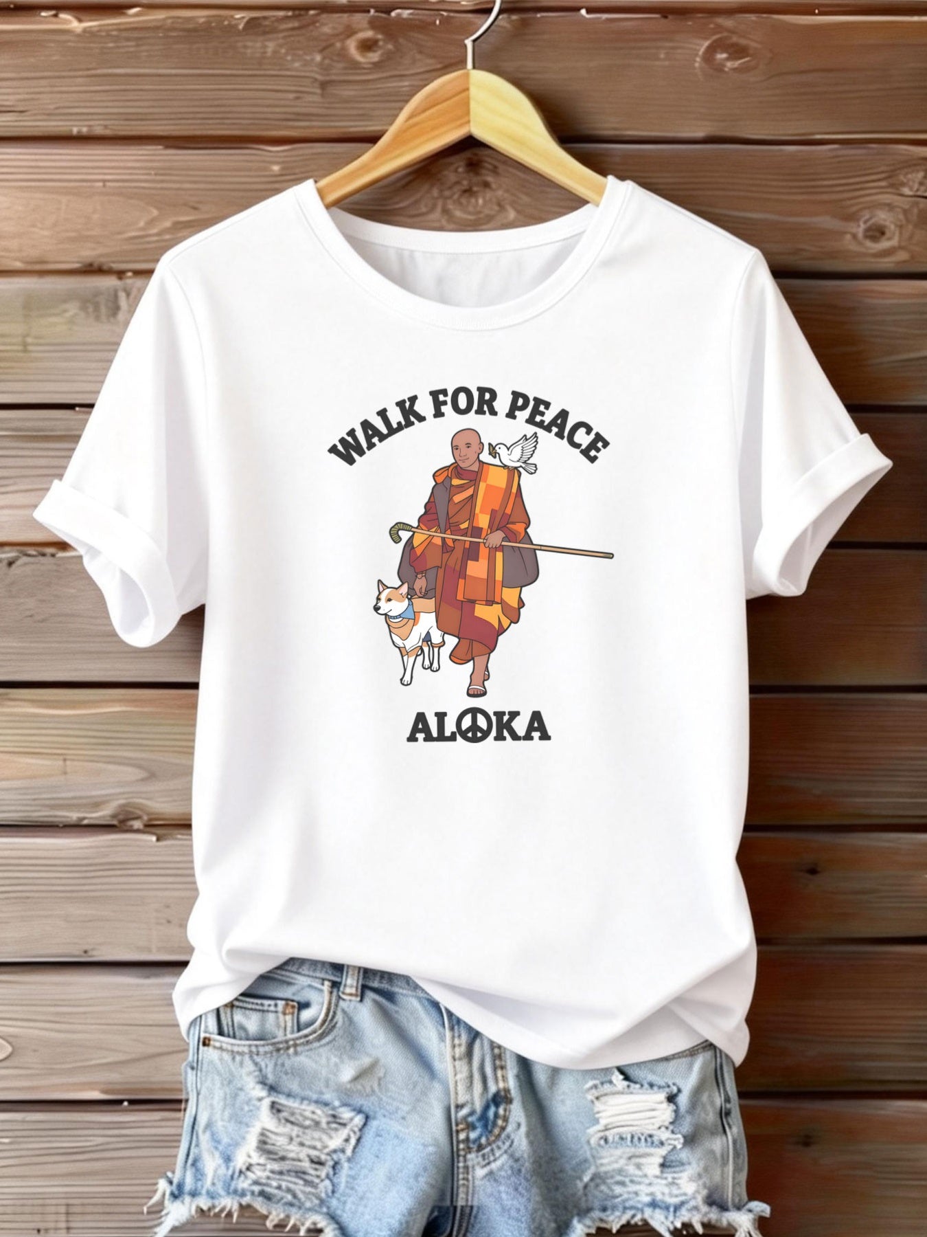 Women’s Plus Size Casual T-Shirt – Monk & Dog Motif
