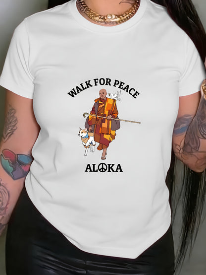 Women’s Peaceful Monks & Aloka Dogs Graphic T-Shirt