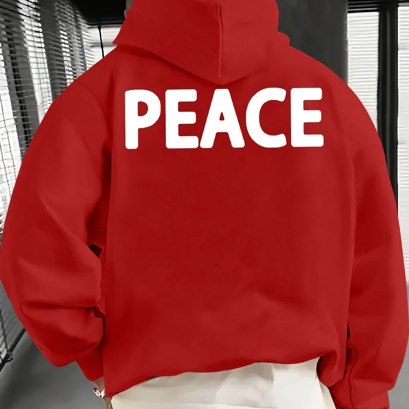 Men’s Casual PEACE Graphic Pullover Hoodie