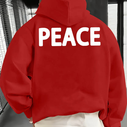 Men’s Casual PEACE Graphic Pullover Hoodie