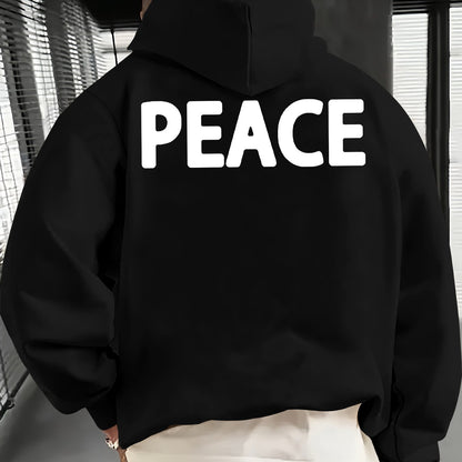 Men’s Casual PEACE Graphic Pullover Hoodie