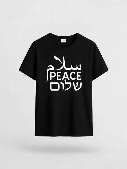 Unisex Black Peace Multilingual Graphic Tee
