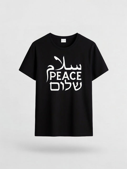 Unisex Black Peace Multilingual Graphic Tee