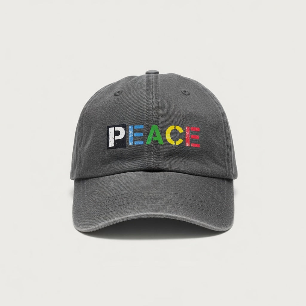 Distressed PEACE Print Unisex Snapback Cap