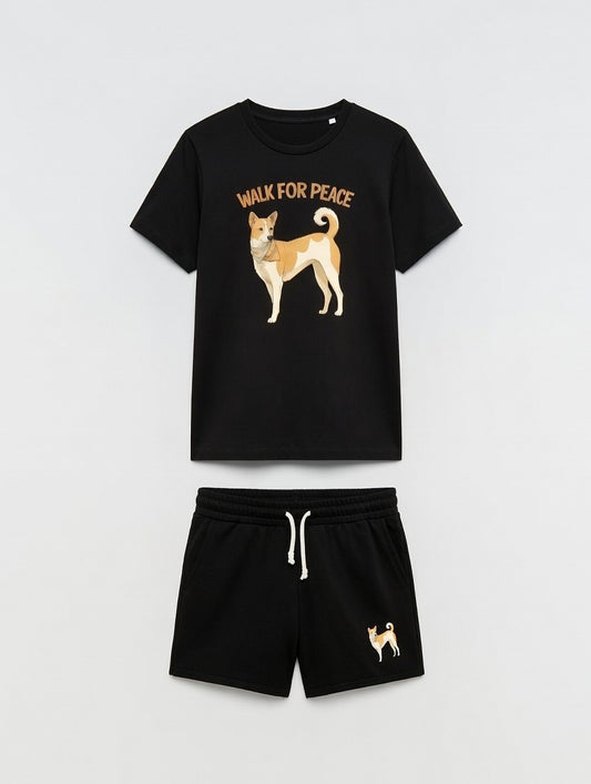 Stylish Walk for Peace Women’s T-Shirt & Pocket Shorts Set
